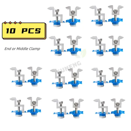 Soporte de montaje de Panel Solar, abrazaderas, módulo, Clip medio, soporte de Panel Solar PV para montaje, Clip final de riel, Kit de 10