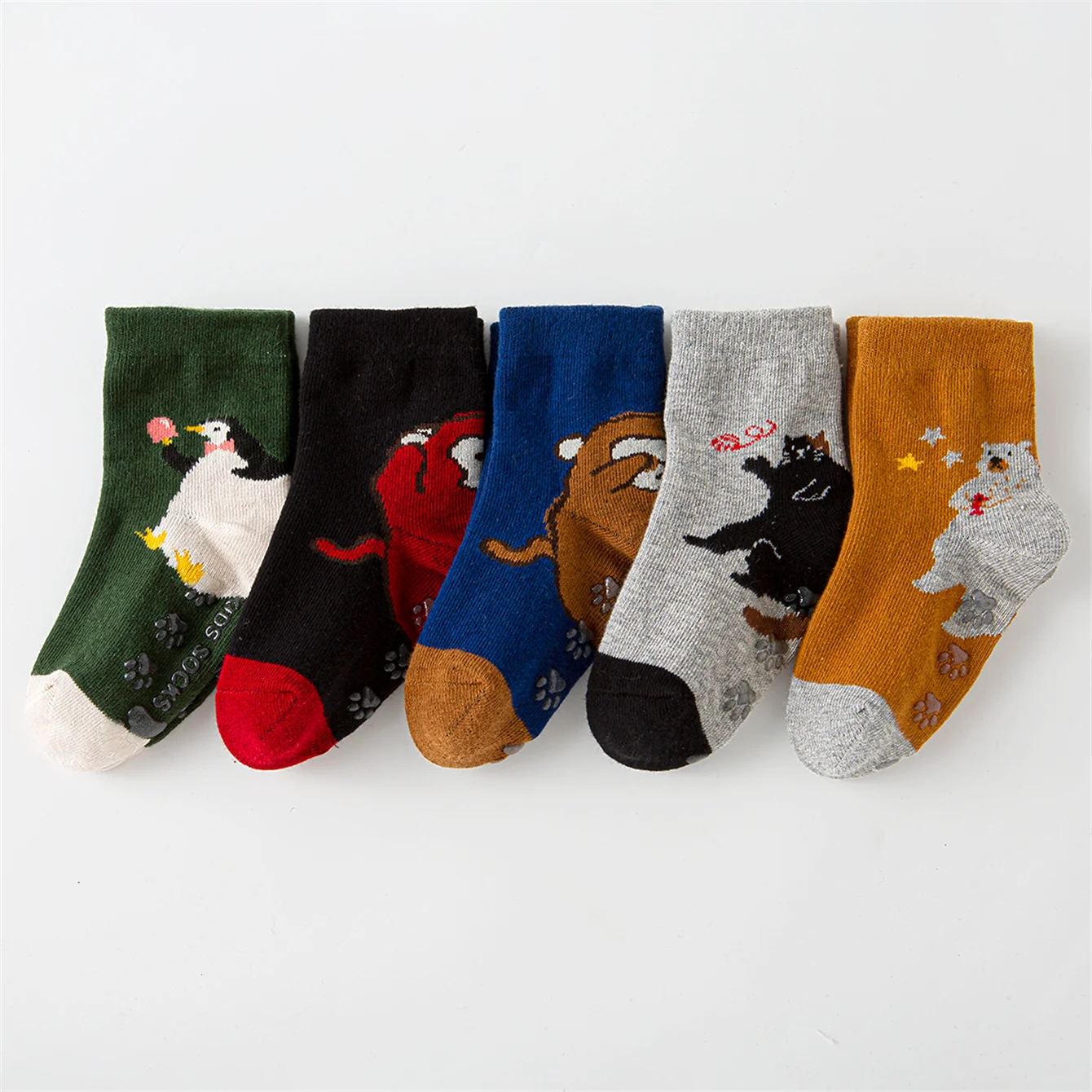 5 أزواج من الجوارب اللطيفة بأنماط دب البطريق الكرتونية للأطفال الأولاد والأطفال، مسامية، مريحة، مرنة للغاية، sw #3