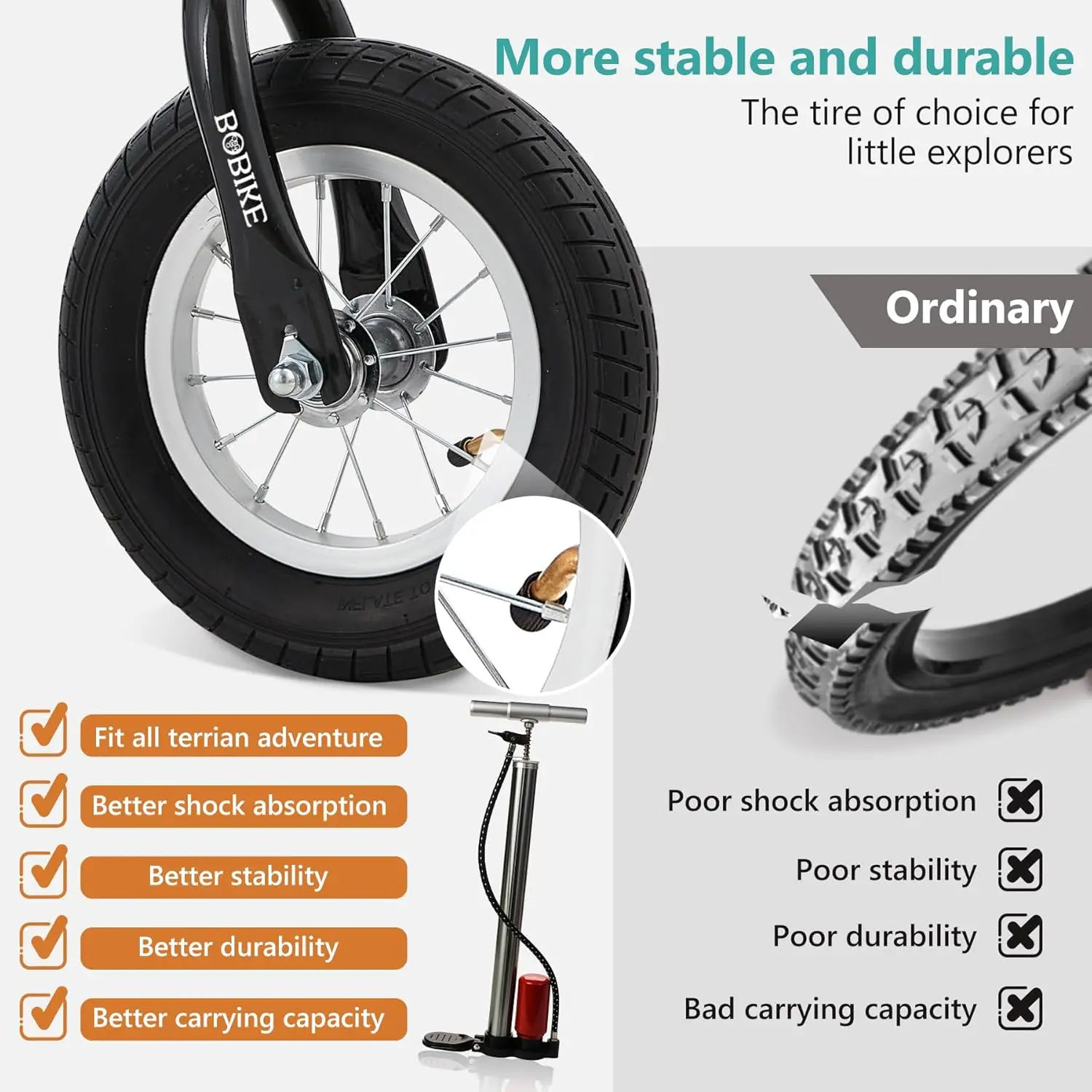 Toddler Balance Bike with Inflatable Rubber Tires, Kids Push Balance Bike Toys for 18 Month to 4 Year Old Boys Grils Adjustable