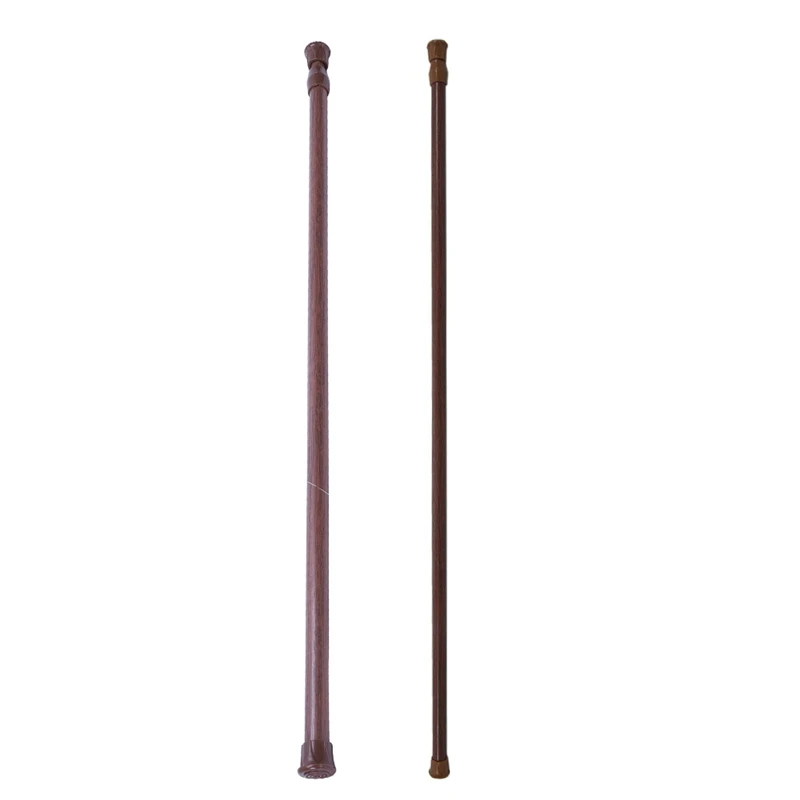 2X Extendable Telescopic Spring Loaded Net Voile Tension Curtain Rail Pole Rods,55-90Cm/70-120Cm,Wood Color