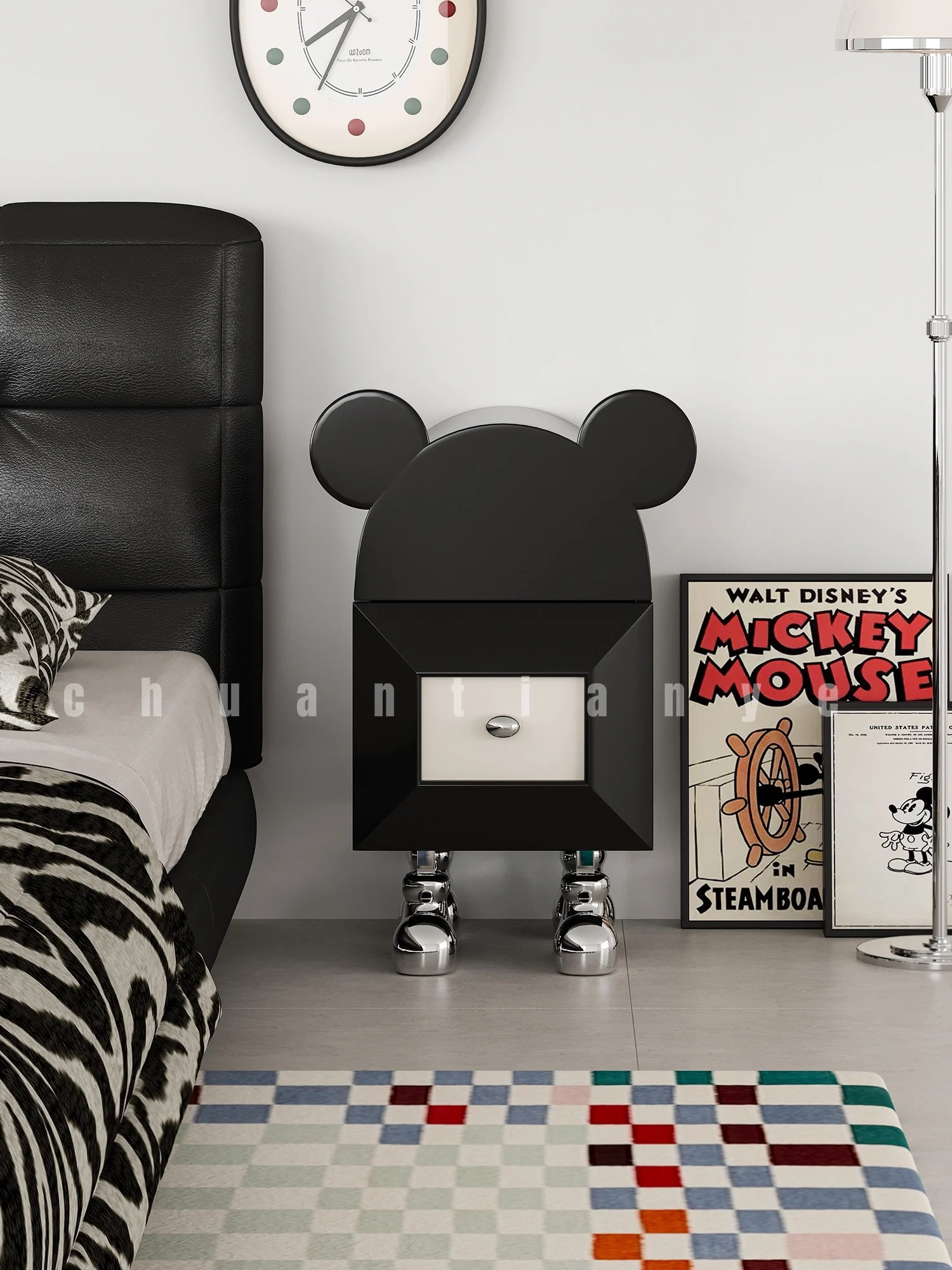 Creative Mickey โต๊ะข้างเตียงห้องนอนห้องนั่งเล่นโมเดิร์นหรูหราเด็กโซฟาด้านข้างตู้ Locker