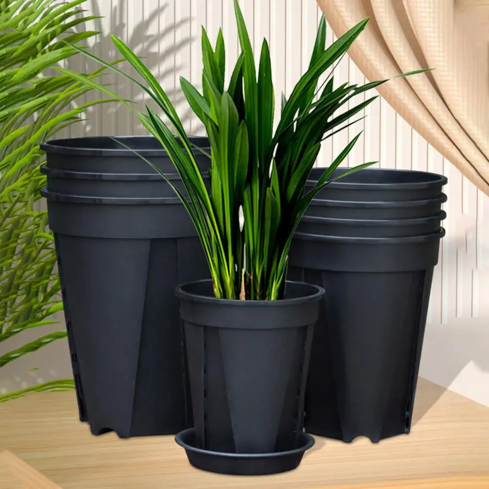 Orchid Pot with Saucer Flowerpot with Side Ventilation Slots Plant Pot with Drainage Holes Prevents Rot for Phalaenopsis Roses I