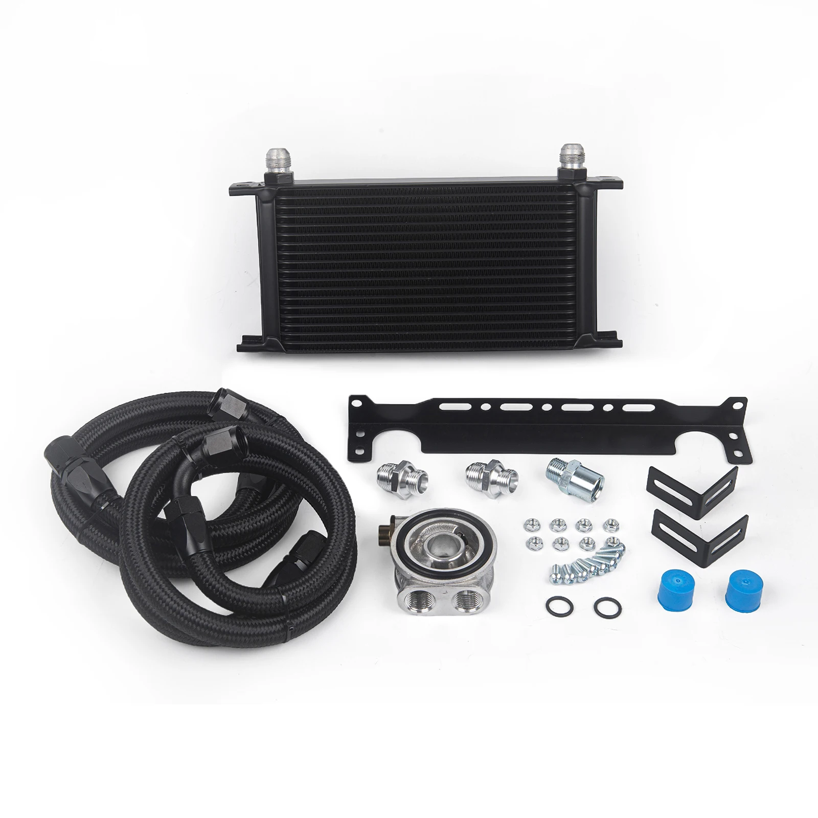 19 Rows Oil Cooler Kit AN10 M-MODEL With Bracket With Nylon Stainless Steel Braided Hose