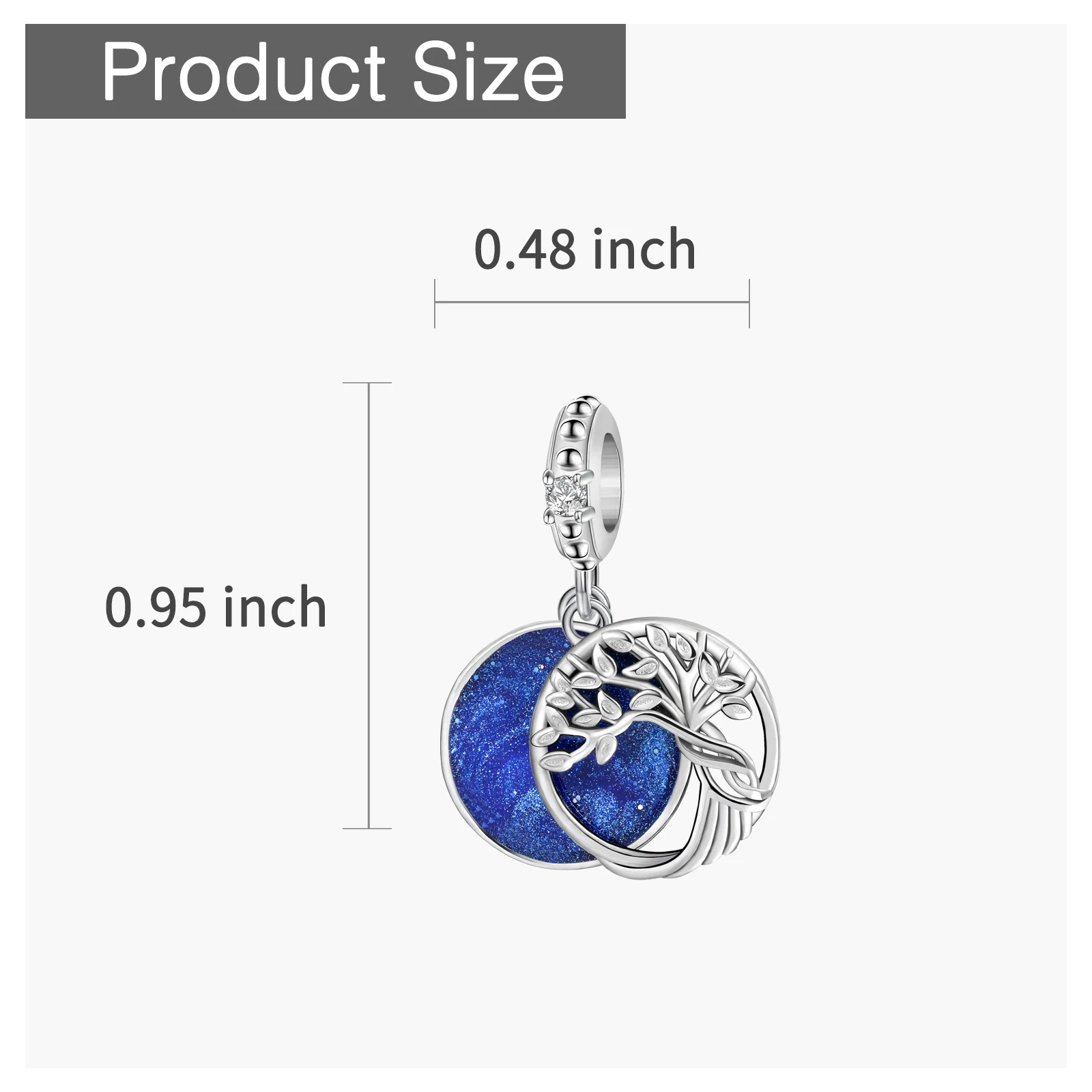 925 Sterling Silver Tree of Life Dangle Charm Starry Blue Glitter Enamel Disc CZ Bead Fit Women Bracelet Family DIY Jewelry Gift