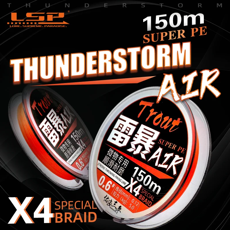 24 LSP Thunderstorm Air 4X PE Fishing Line Braided 4 Strands 150M/50M Multifilament Line Linhas Pesca For Stream