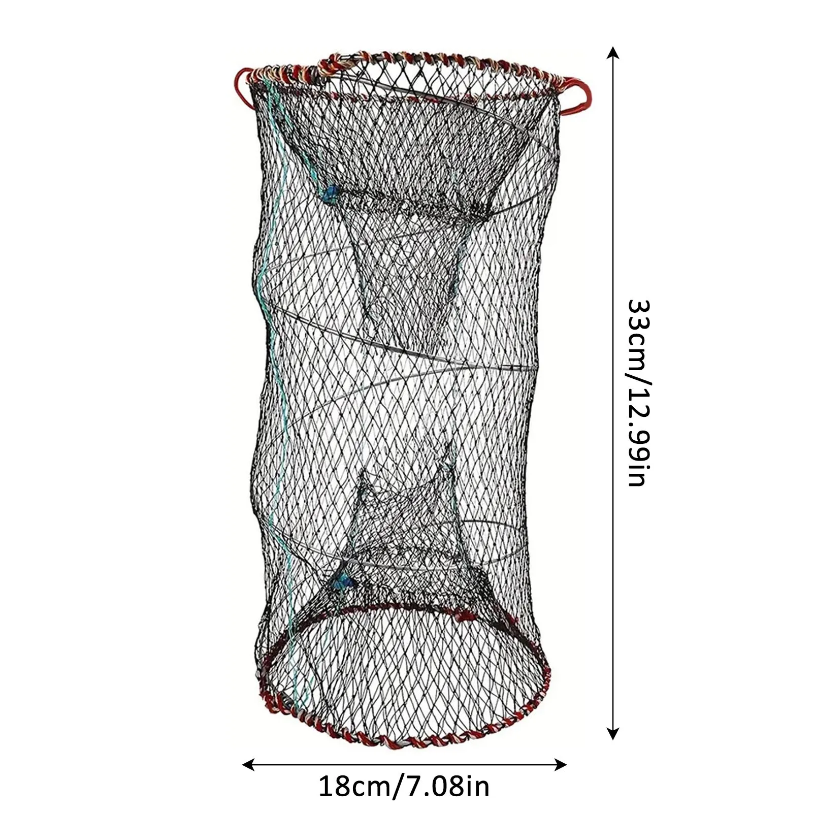Portable Fishing Cage Net Durable Shrimp Crab Crucian Nylon Mesh Foldable Lightweight Fishpot Net For Freshwater Fishing Tools