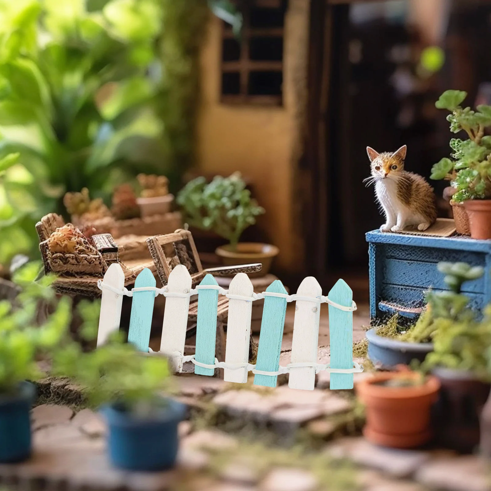 10 pçs micro paisagem cerca mini decoração de jardim casa de bonecas guarnição suculentas simuladas acessórios fazenda em miniatura