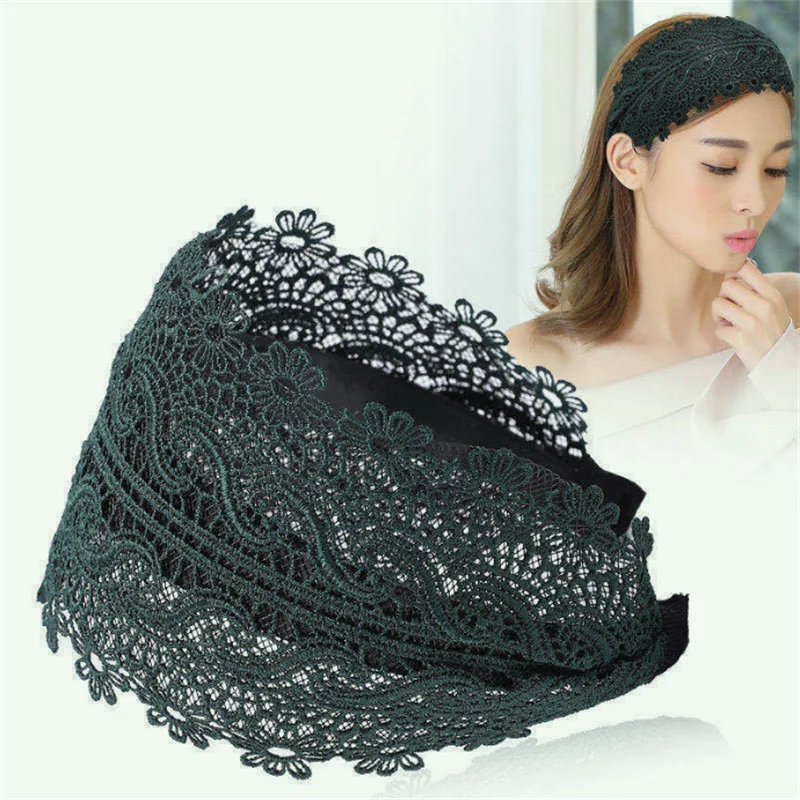 Gorgeous Wide Lace headbands For Women Fashion Hairbands Girl Foral Head Hair Hoop Female Headwear Hair Accessories