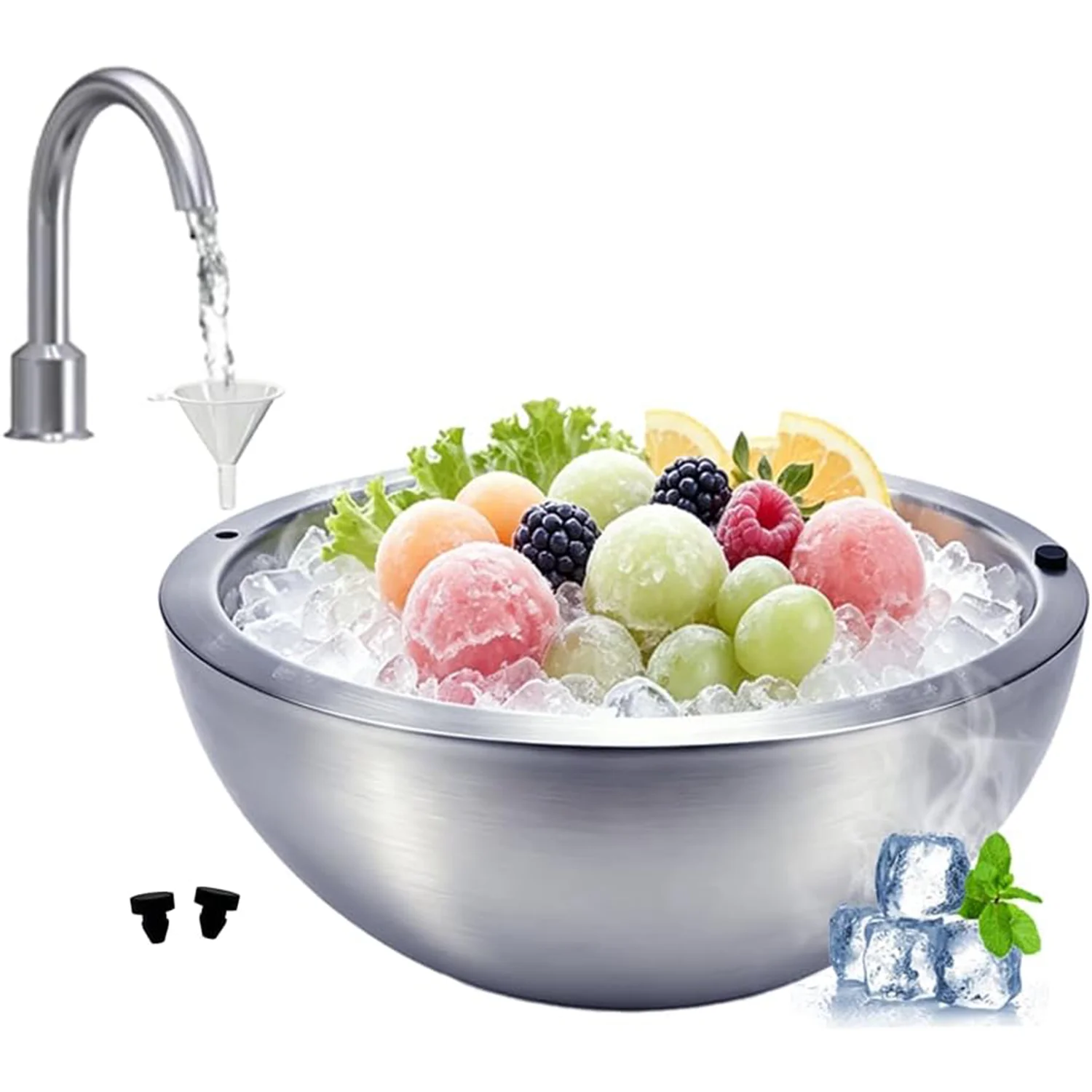 Tazón Aislado de Acero Inoxidable para Servir con Hielo, 1 Unidad, Gran Capacidad, para Fiestas, Salsas, Guacamole, Condimentos y Ensaladas