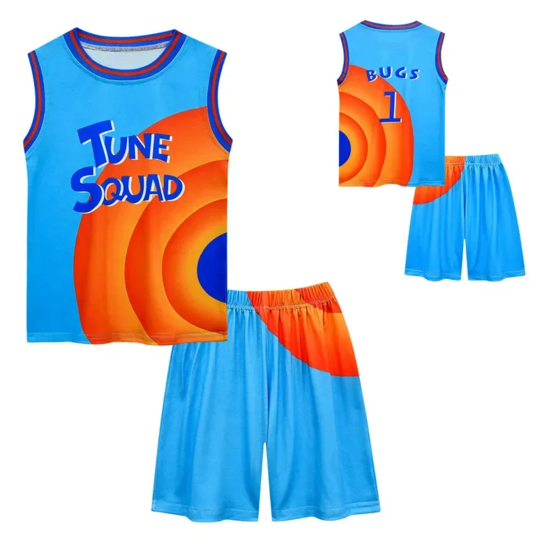 Boys Girls Space Jam 2 Jersey Clothes Jamed Tune Squad Basketball Cosplay Vest Shorts Tracksuit Uniform Sports Suit Kids Clothes