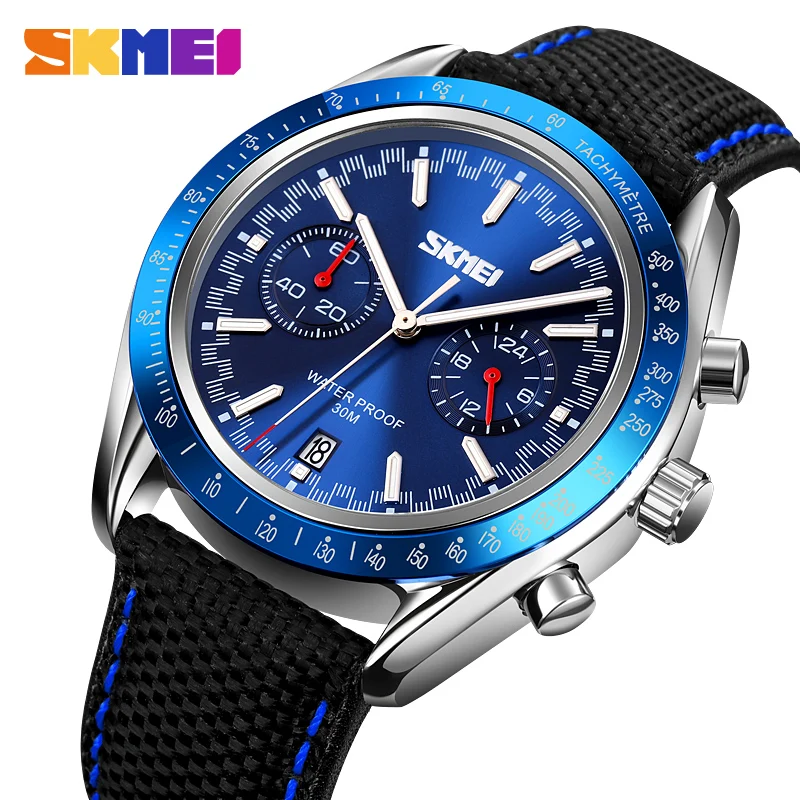 SKMEI  Relojes Para Hombre Quartz Sports Watches For Men Casual Stopwatch Mens Fashion 3Bar Waterproof Date Clock Wristwatch