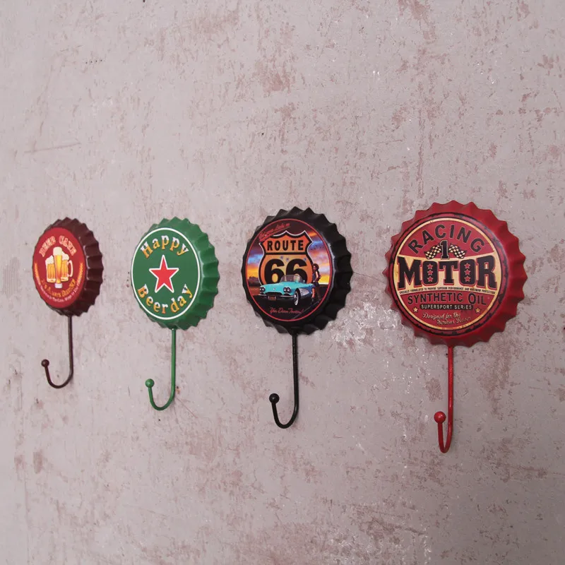 American Retro Beer Cap Hook Bar Wall Hanging Personality Clothes Hook Fitting Room Coat Hook Iron Decoration Wall Decoration