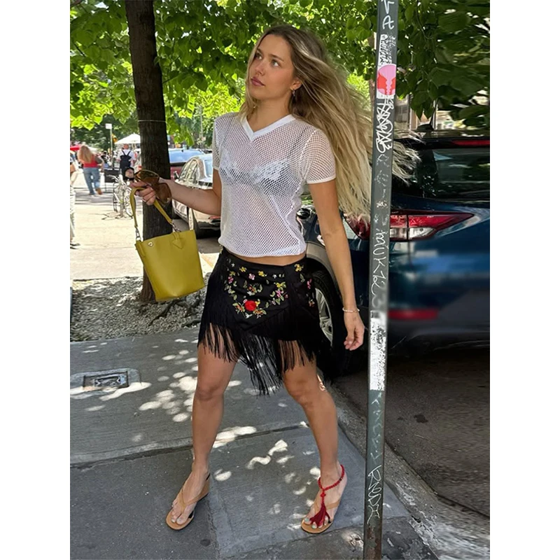 Women's Peach Fringe Bodycon Skirts Women Sexy V-shape Gold Fringe Slim Fit Midi Skirt 2026 Summer Beach Vacation Outfit New 34 Sb09ea3234ba840d79e22042b39502ec8p