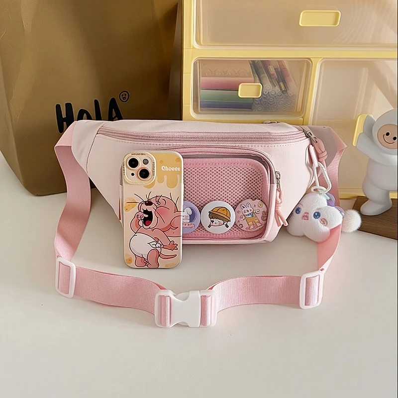 Neue süße Anime Ita Bag – Stylische Damen-Outdoor-Fahrrad-Umhängetasche, transparente Bauchtasche für Mädchen, DIY Comic-Display-Schultertasche – Detail 18
