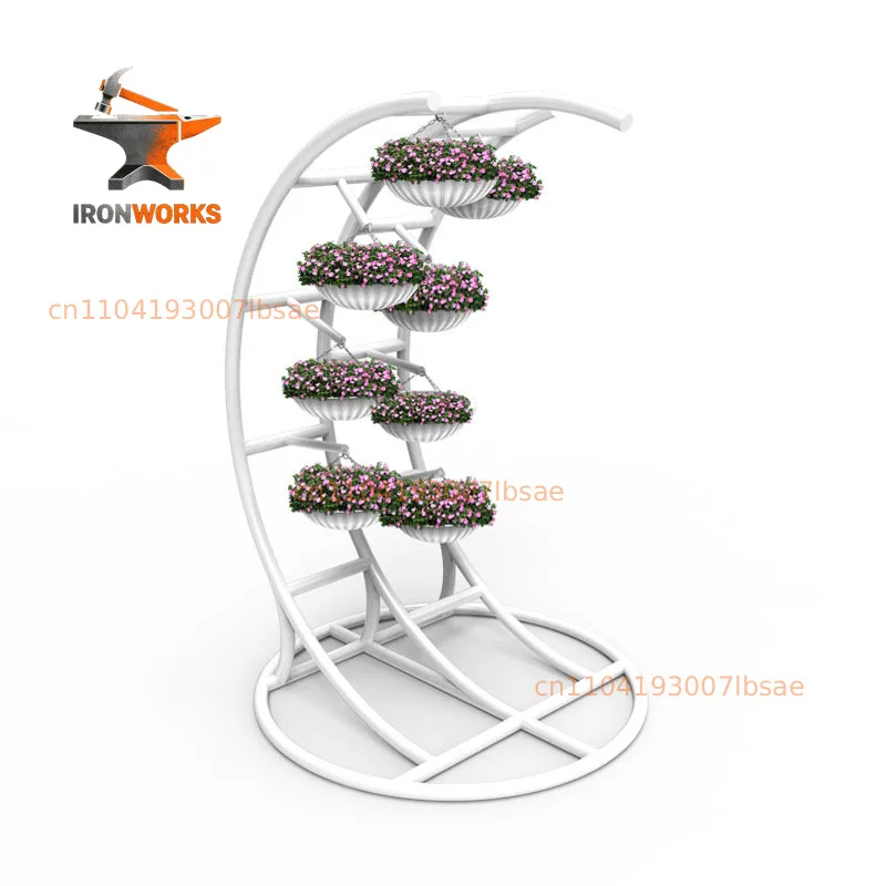 Flower watcher double Xuanyue large wrought iron flower stand street decoration combination multi-layer flower box