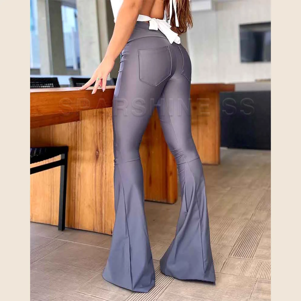 Woman Pants Seamless Vintage Flared Stretch Pants Workout Sport Leggings Women Daily Outfit Gym Legging Pants Flared Trousers