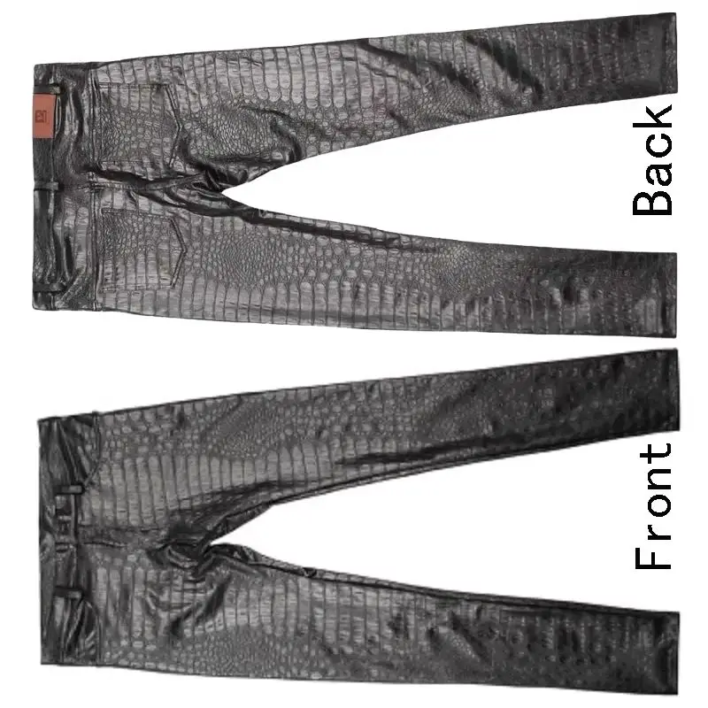 

Мужские узкие джинсы в стиле 3D брюки-карандаш из искусственной кожи с имитацией текстуры аллигатора узкие брюки мотоциклетные брюки Collant леггинсы