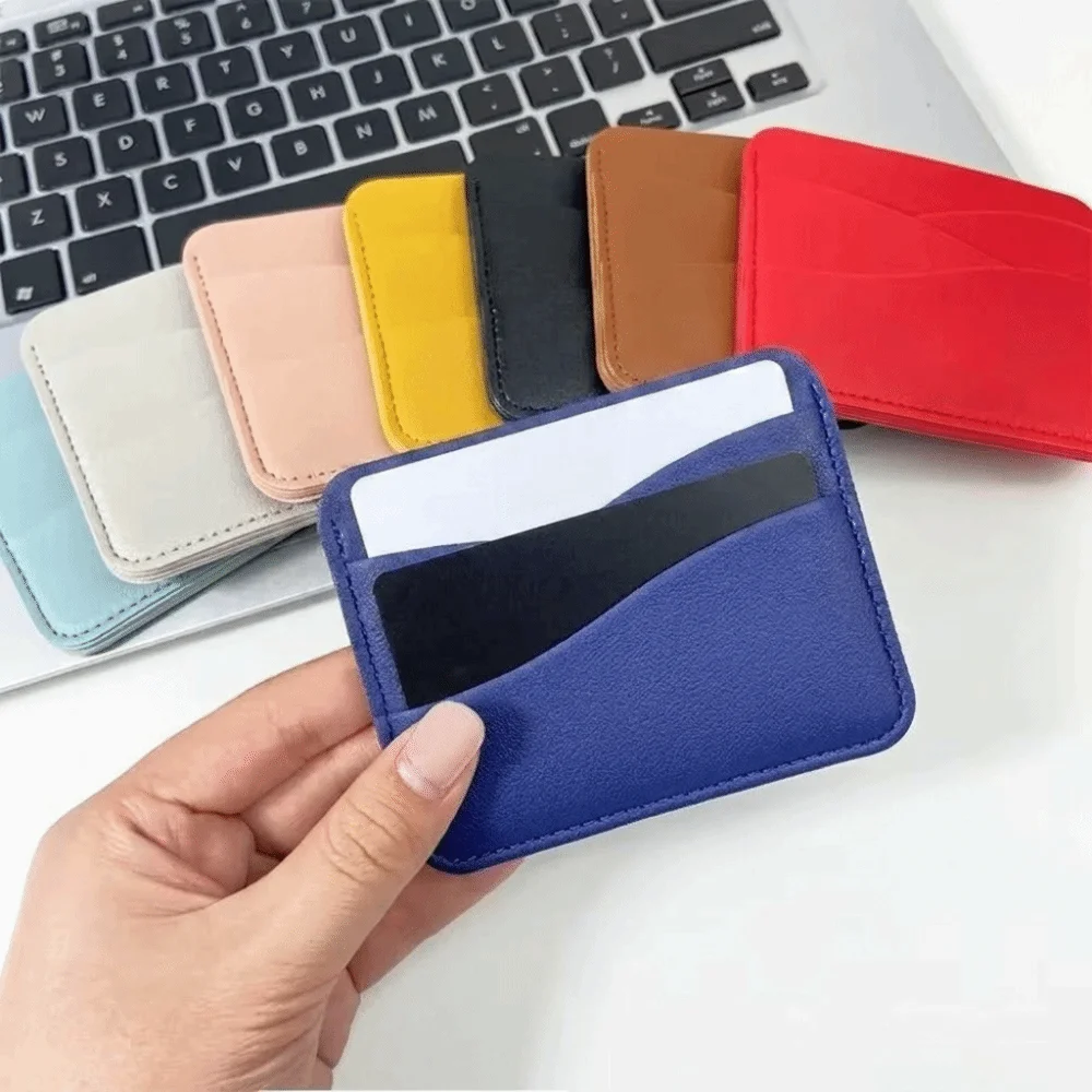 Fashion Solid Color Mini Card Holder Multi-functional Pu Leather Bank Card Case Wallet Korean Style Credit Card Holder Men/Women