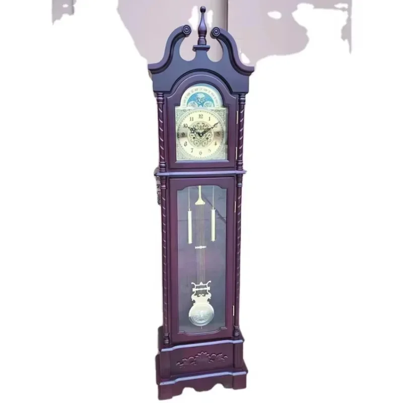 old style wooden grandfather clock mechanism pendulum floor clock