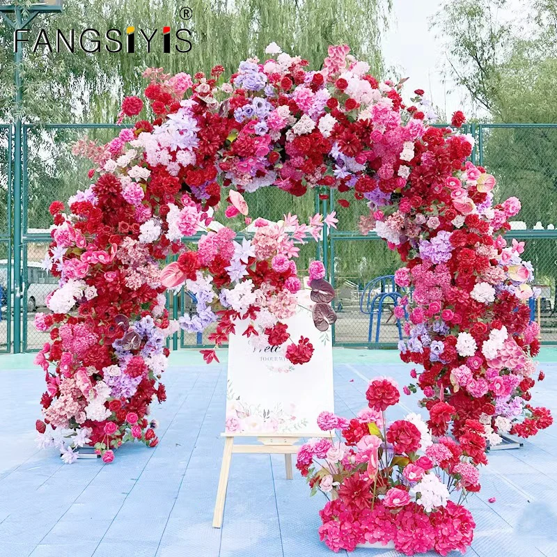 

Luxury Wedding Backdrop Rose Flower Arrangement With Stand Outdoor Event Stage Floral Row Add Frame Window Display Party Props