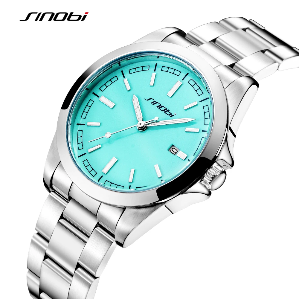 SINOBI High Quality Men\'s Quartz Watches Original Design Man\'s Casual Wristwatches Calendar Stainless Steel Male Clock Best Gift