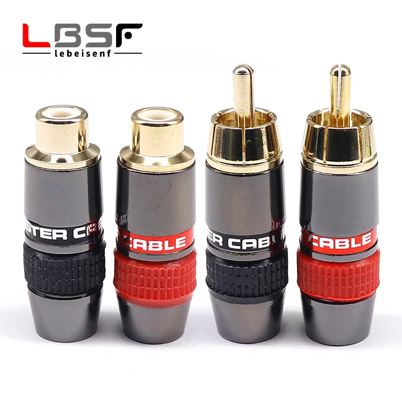 10pcs/5pairs monster Copper gold-plated RCA male/female plug Lotus solder plug audio and video extension socket RCA wiring