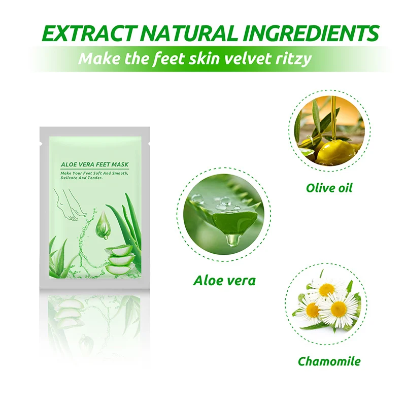 1-10PCS Aloe Vera Feet Exfoliating Foot Mask Pedicure ถุงเท้าสําหรับฟุต Mask ลบ Dead Skin รองเท้าส้นสูงเท้า Peeling Skin Spa Mask