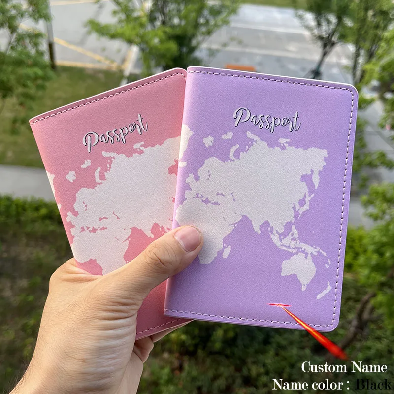 

Customised Passport Cover with Name Travel Must Haves Passport Holder Women ID Card Storage Documents Bag Wallet