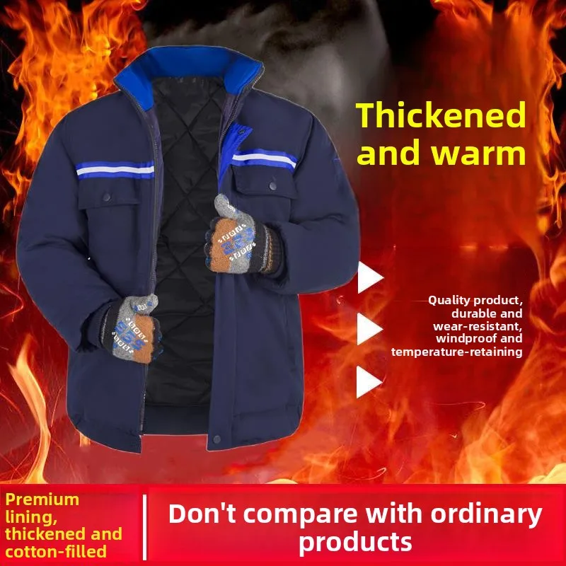 Giacca Invernale Imbottita in Cotone per Uomo, Abbigliamento da Lavoro per Esterni, Protezione Termica, Indumenti Protettivi per Cantieri Edili