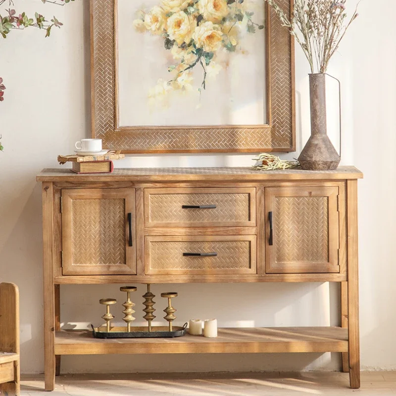 

Vintage Low Bedside Table Wooden Bedroom Nightstands Dresser Cabinet Comodini Usm Furniture