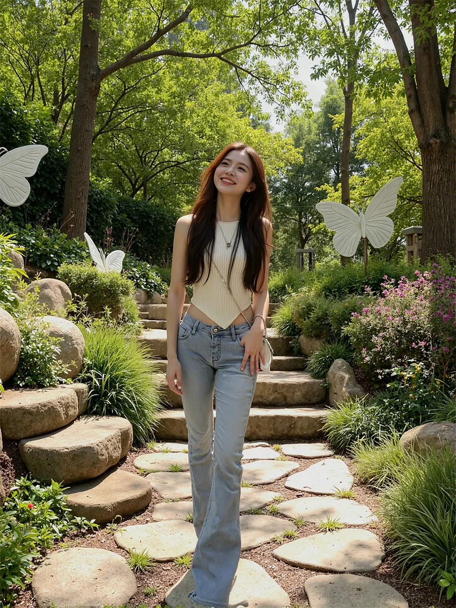 여성용 스키니 진 여성 블루 워시드 슬림핏 하이웨이스트 데님 바지 Y2K 패션 빈티지 캐주얼 여성 스트리트웨어 한국 스타일