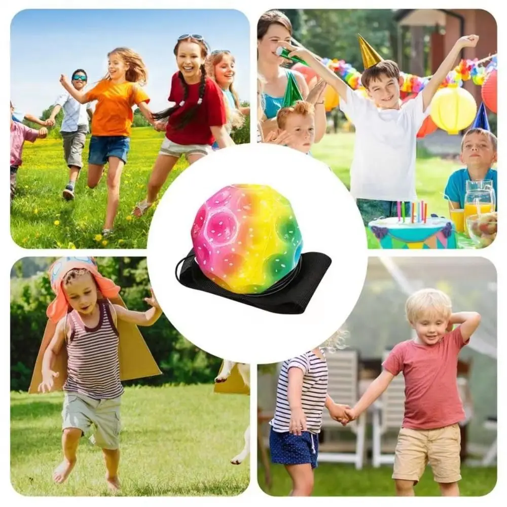 Fashion Colorful Bouncy Balls with Wristband Rubber Wrist Ball High Elasticity Rubber Hand Ball