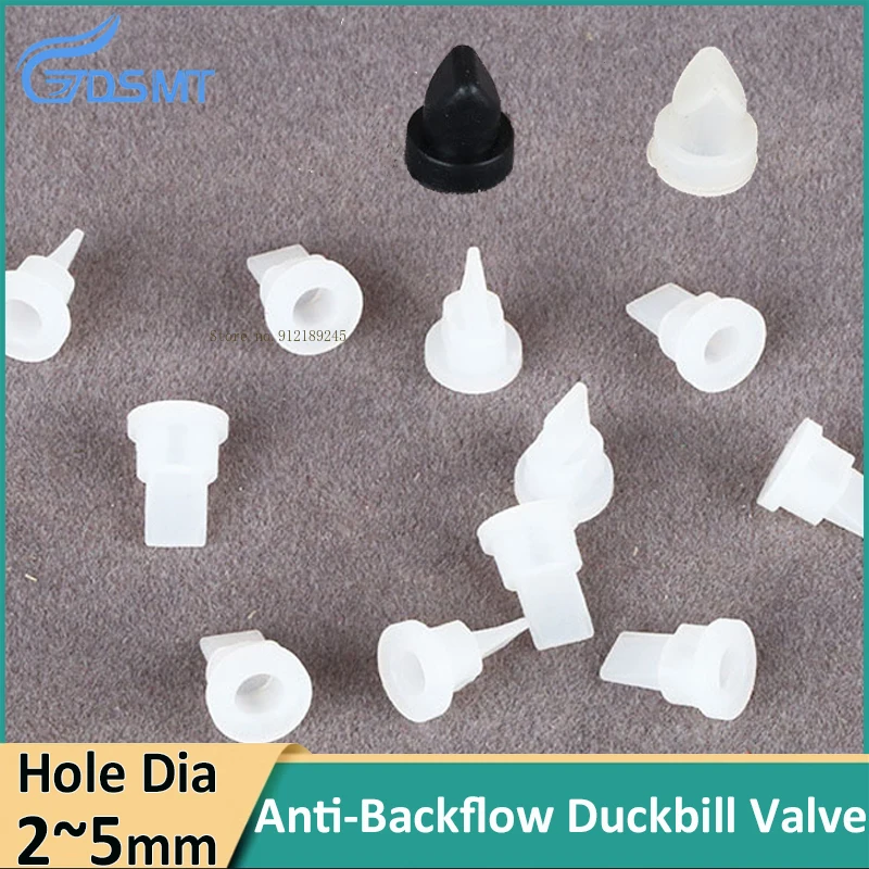 Image of Miniatur-Entenschnabelventil aus Silikon/Gummi, Einweg-Rückschlagventile, schwarz/klar, Anti-Rückfluss-Lochdurchmesser 2 mm ~ 5 mm