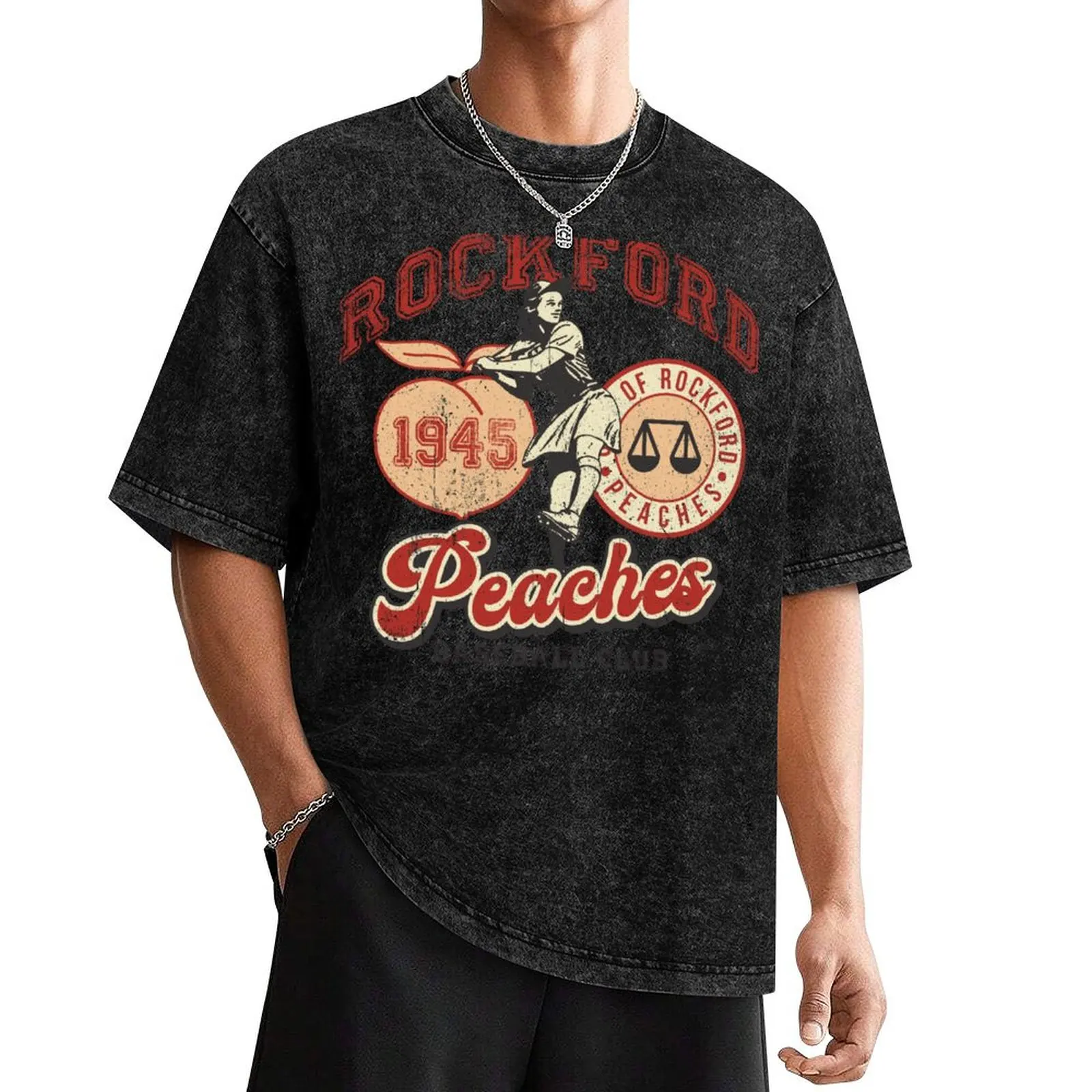 

Rockford Peaches T-Shirt sports fans vintage plus sizes Funny t-shirts mens funny t shirts