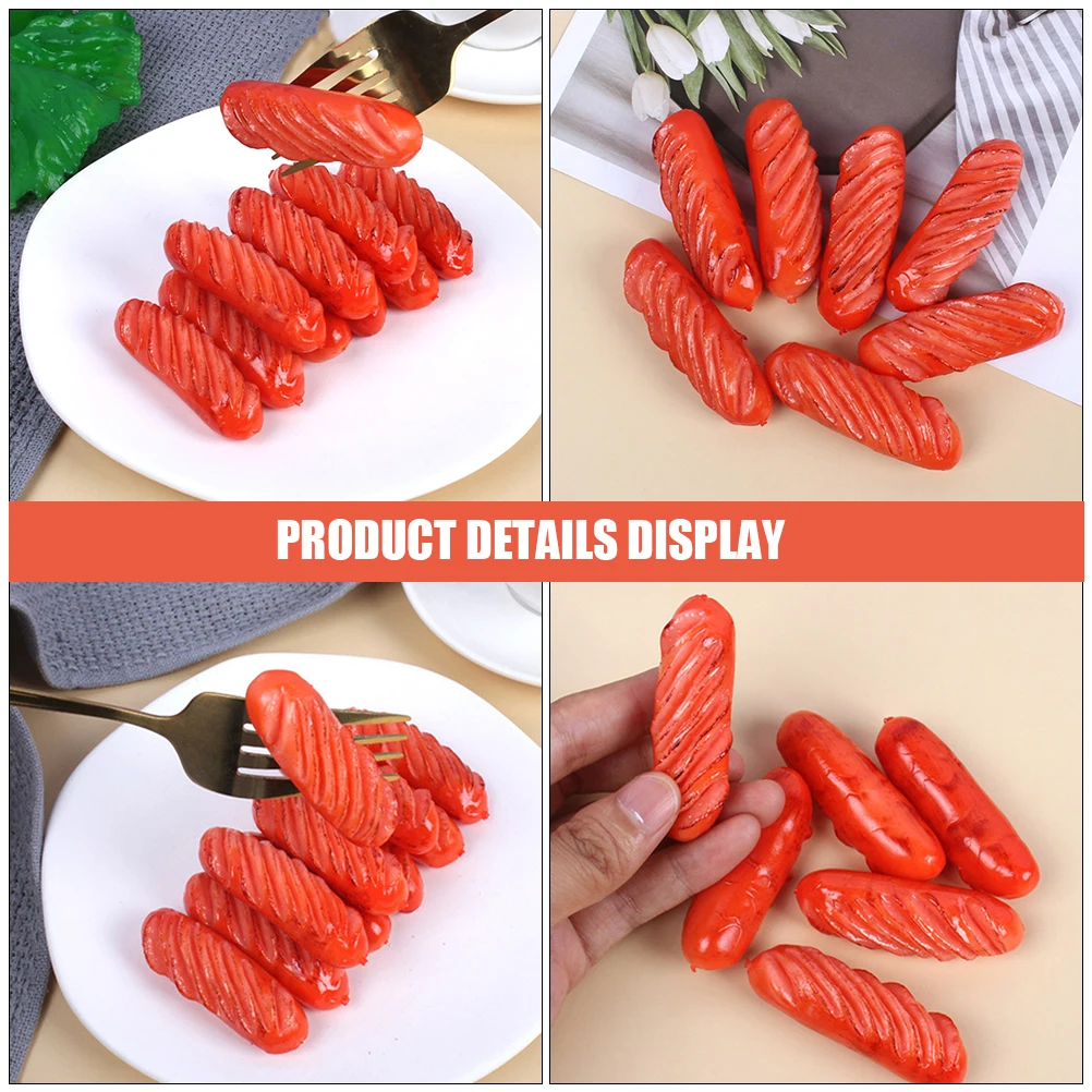 

3pcs Simulated Sausage Fake Hot Decor Artificial Food Props PVC Display Restaurant Decorations Montessori