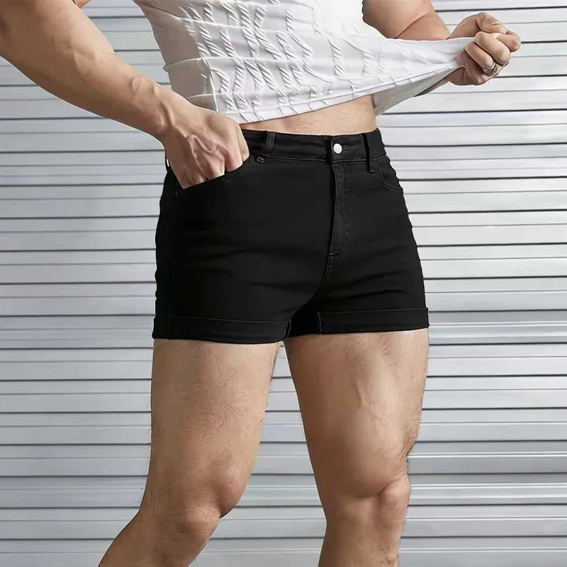 Pants Men's New Spring And Summer Tight Casual Solid Color Denim Casual Shorts Custom