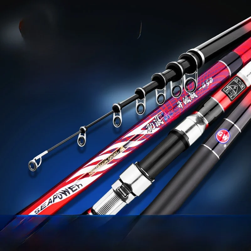 Upaded Gw Jingle Wave Carbon Fiing Rod 5.4m سوبر الصلب ort قسم القفز قضيب خفيف للغاية مسافة صب طويلة