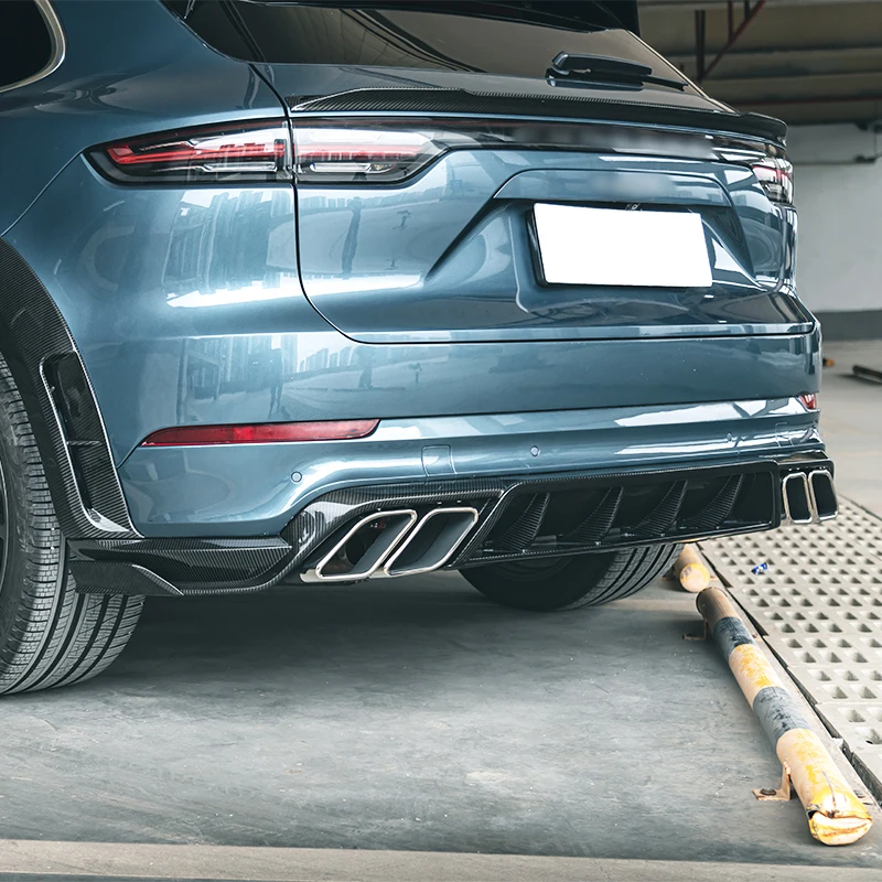 2018-2023 Porsche Cayenne Carbon Fiber Rear Bumper Lip with Fog Light Cut-Outs New Condition Upgrade 9Y0 Lower Guide Rear Lip