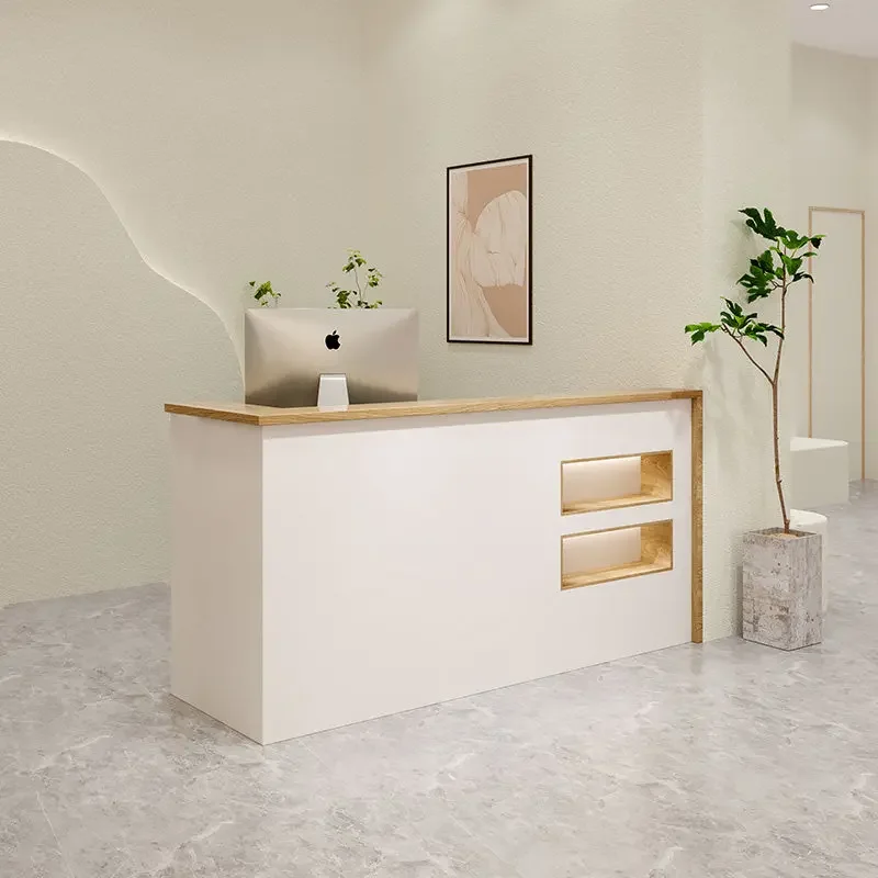 Minimalist modern front desk, clothing store, checkout page, beauty salon,  bar, multi-storey solid wood reception counter