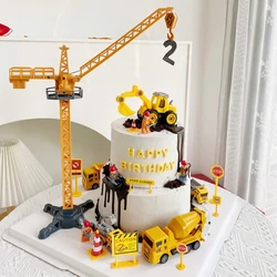 Excavator Car Crane Tractor Birthday Cake Topper Construction Party Decor Boy Kid Baby Shower 1st Birthday Party Cake Baking Kit