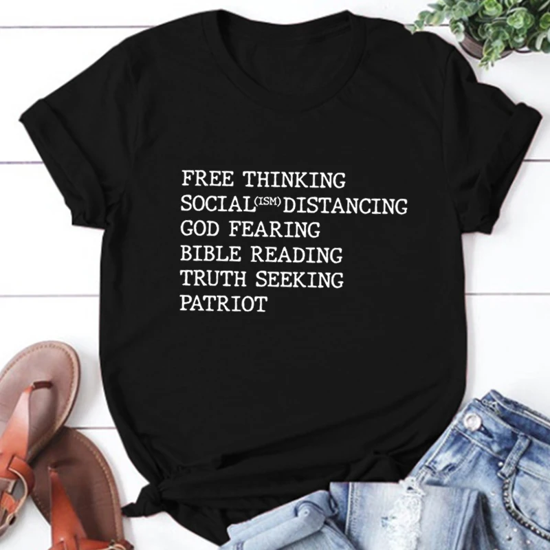 

Free Thinking Shirt Truth Seeking Patriot Shirt Christian Shirts Patriotic Womens Clothing Harajuku Streetwear Women Top