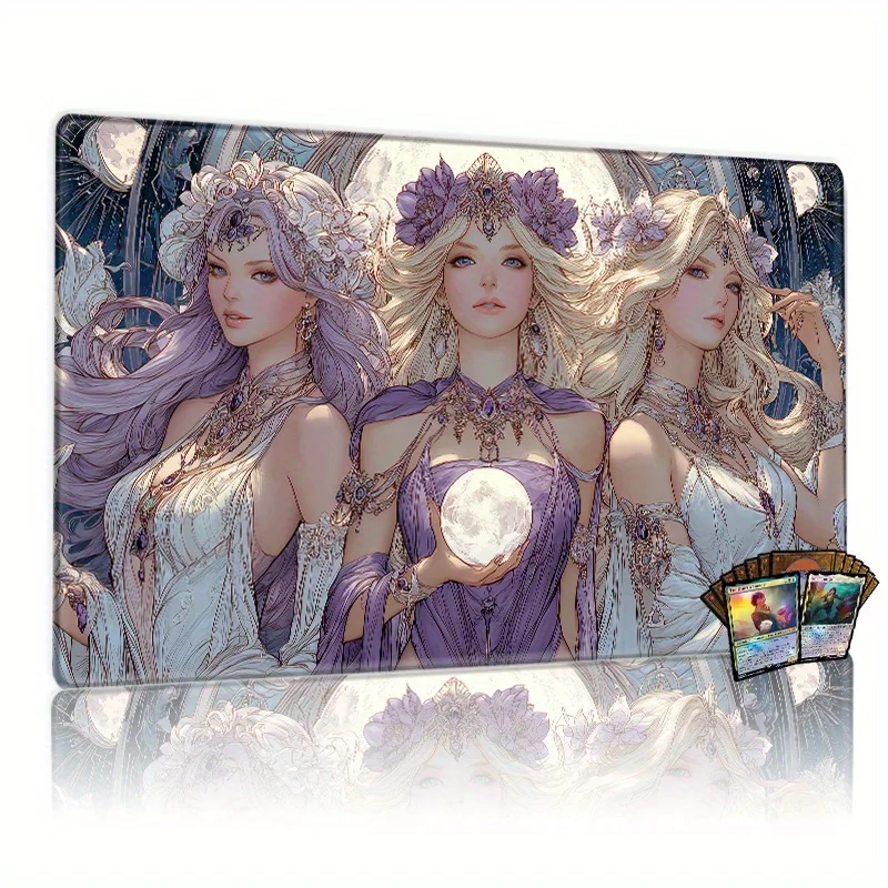 

Moon Crown Goddess Fantasy Magic Party Game Mat Durable Rubber for MTG&TCG Games Mouse Pad Offices Desk Mats Friendly Design