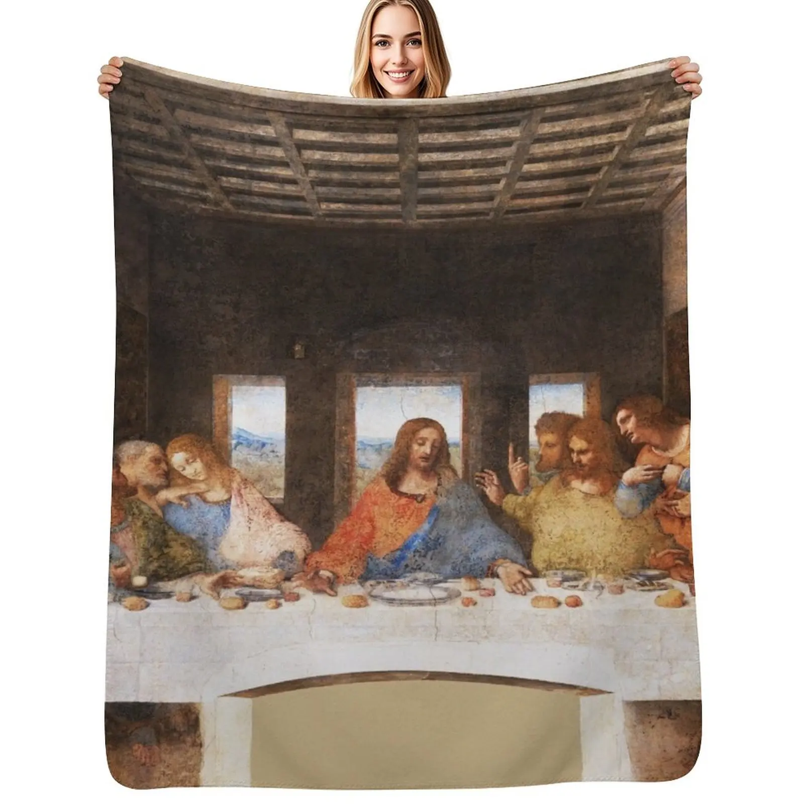 

The Last Supper by Leonardo Da Vinci Throw Blanket Hairy Fashion Sofas Sofa Soft Plaid Blankets