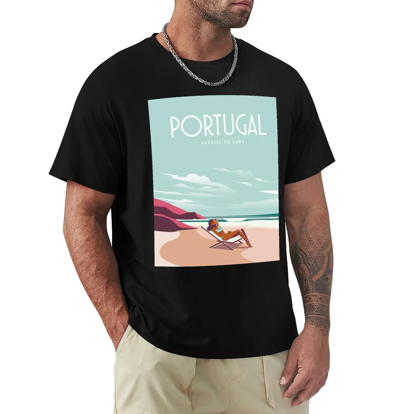 

Portugal beach travel poster T-Shirt cheap stuff vintage t shirts gifts for boyfriend mens vintage t shirts