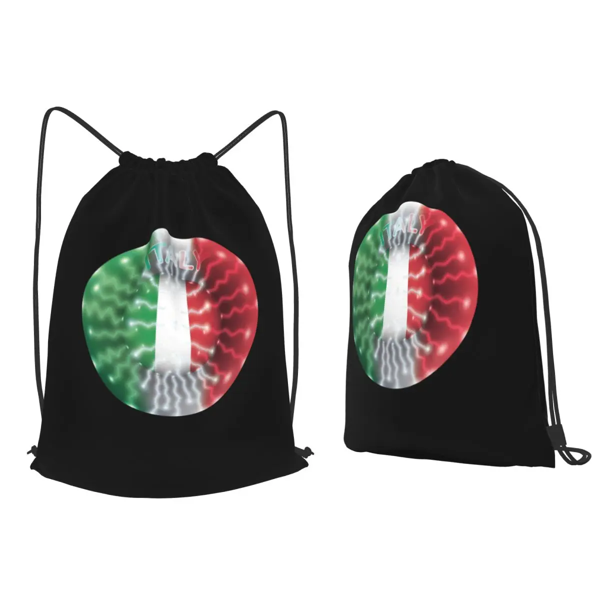Italy Flag Crystal Ball Backpacks Fashion Drawstring Bags Sports Bag Book Bags for Travel Students