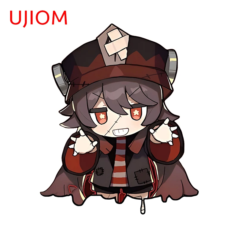 UJIOM 13cm × 10.8cm Happy Halloween Genshin Impact Hutao Wall Sticker Chibi Cartoon Posters Decals Waterproof Home Decor