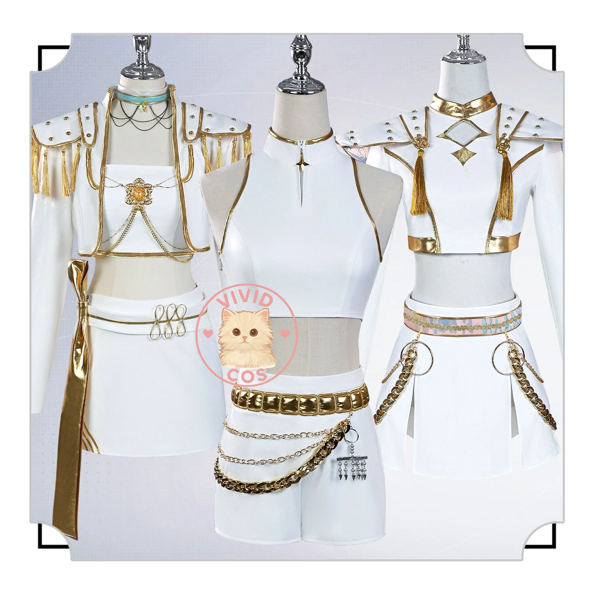 

Anime Demon Hunters Cosplay Costume Rumi Mira Zoey Role Playing Stage Outfit White Dress Uniform for Women Comic Con Party Suits