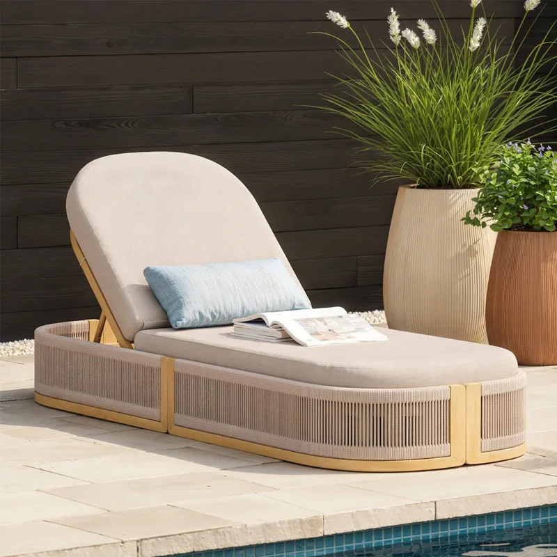 Outdoor beach bed garden waterproof sunscreen leisure resort bed and breakfast open-air hotel seaside pool lounge chair