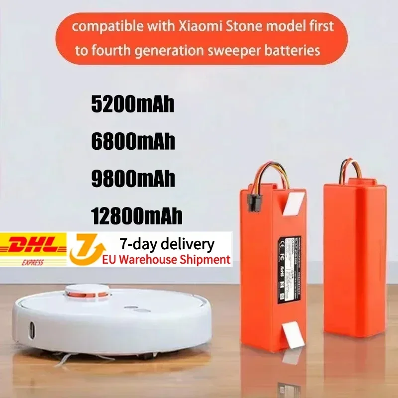 Lidikala 14,4 V 12800 mAh Ersatzakku mit hoher Kapazität für Xiaomi Roborock S7/S6/S5 S50 S51 S55 Full Series Sweeper-Akku CE/FCC