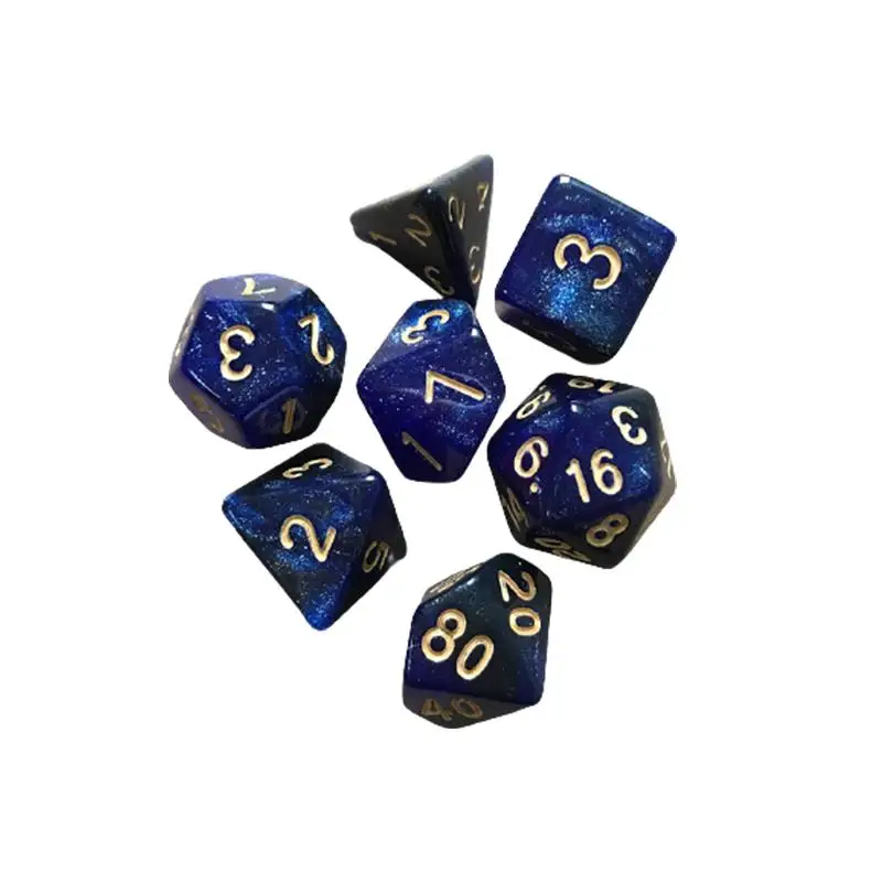 مجموعة للأطفال والكبار لعبة الترفيه النرد لعبة رياضية خارجية 7 قطعة نرد متعدد السطوح من الأكريليك لعبة حفلات DND RPG MTG
